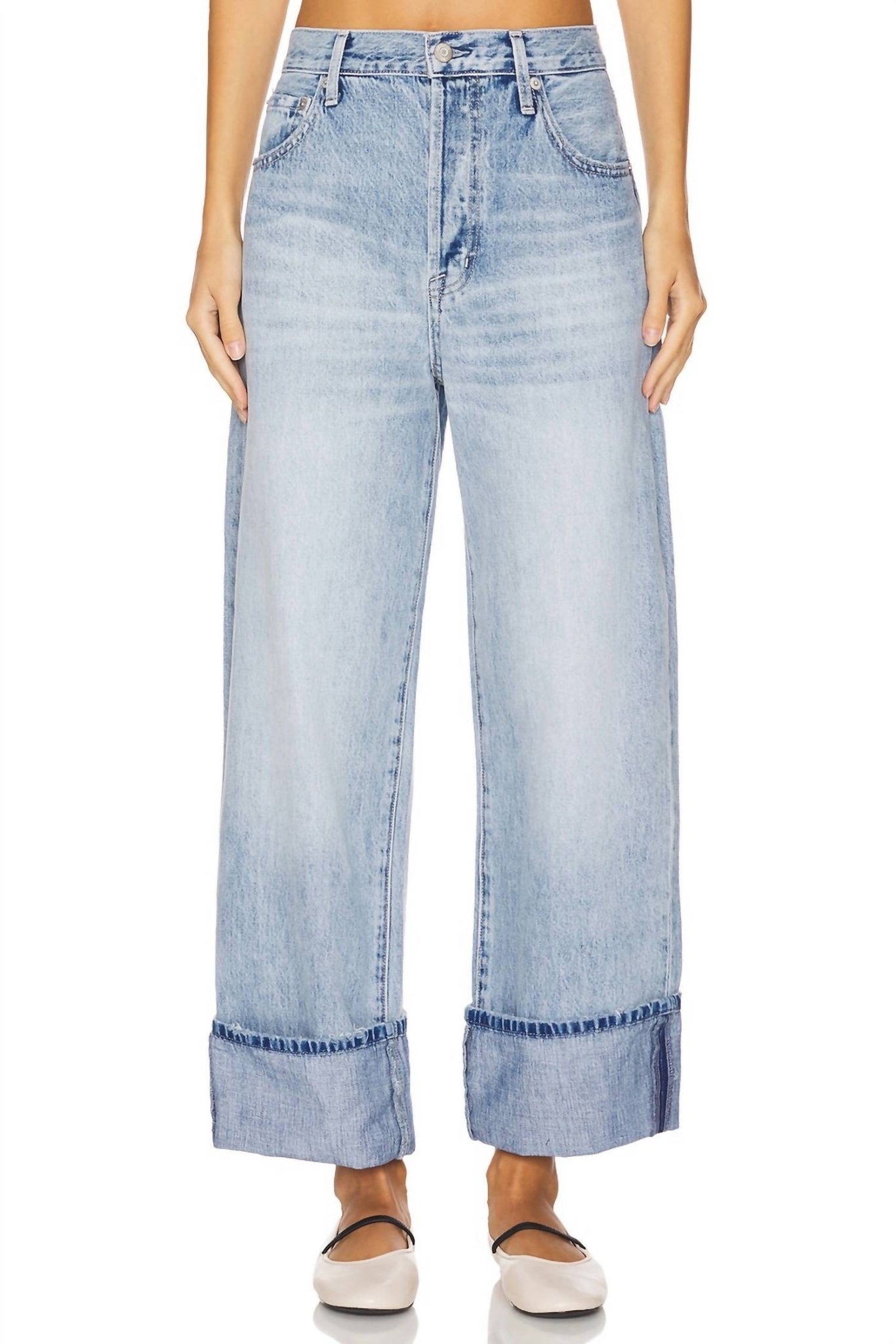Pistola - Ryder High Rise Cuffed Straight Jeans - blue - clothing - cotton
