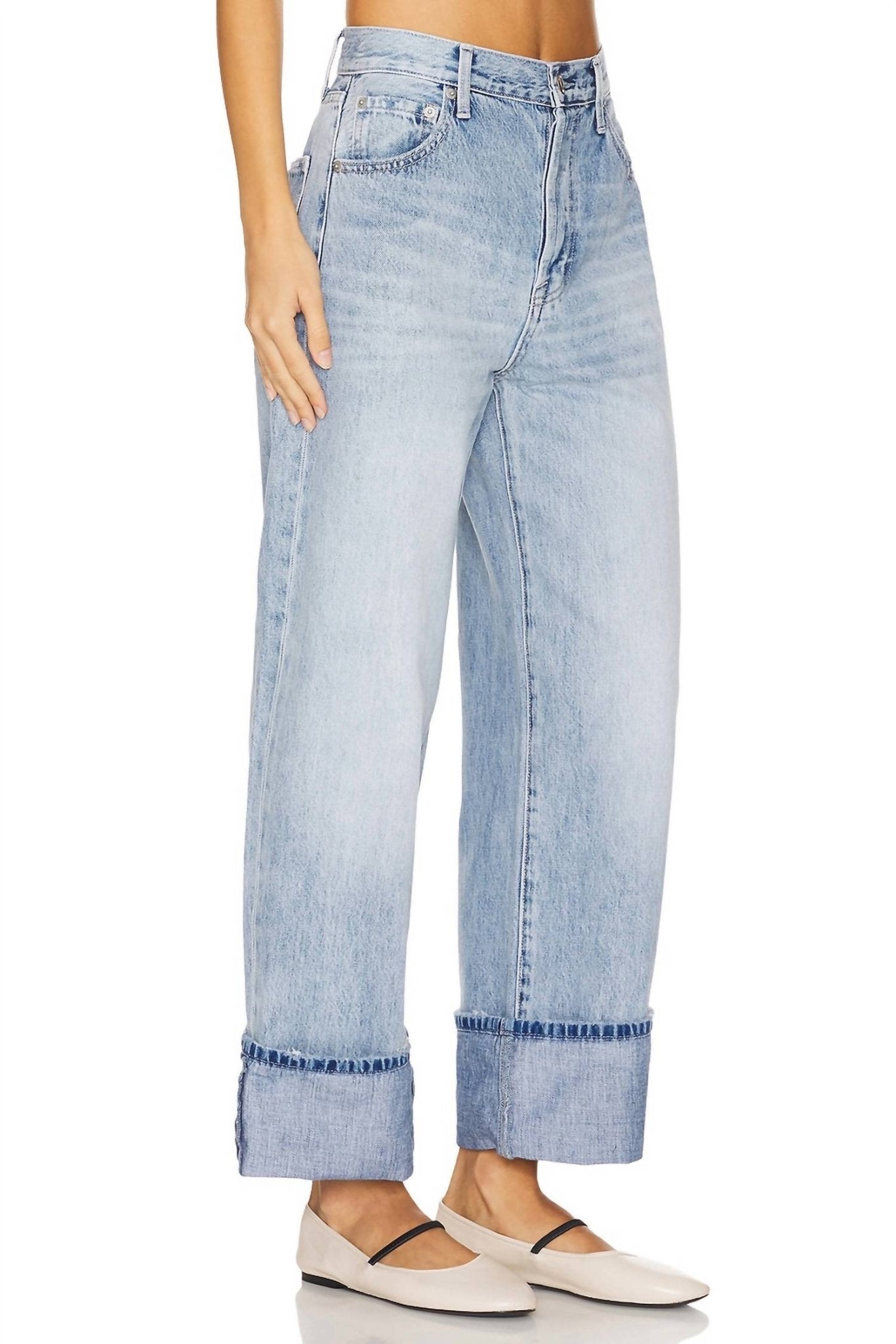 Pistola - Ryder High Rise Cuffed Straight Jeans - blue - clothing - cotton