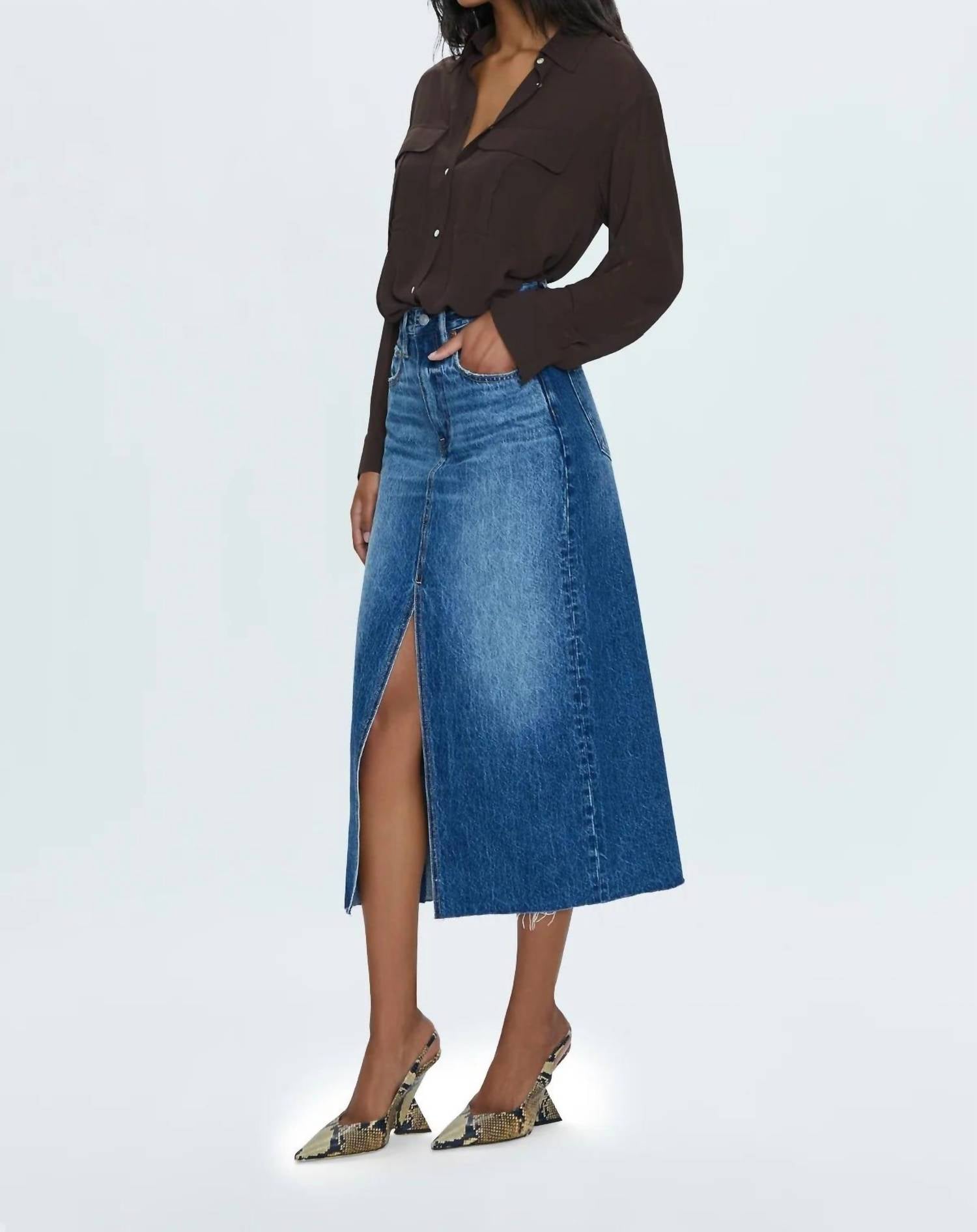 Pistola - Women's Alice Denim Midi Skirt - blue - clothing - cotton