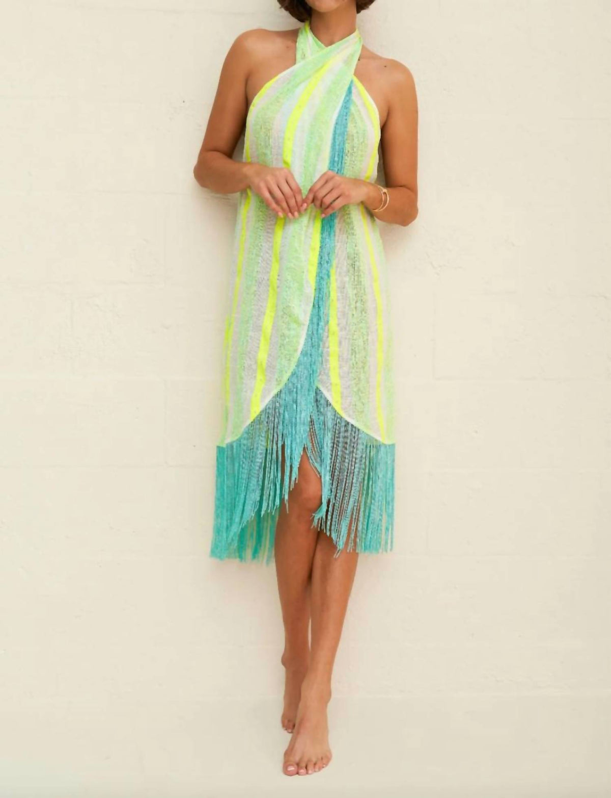 Pitusa - Fringed Crossover Mini Dress