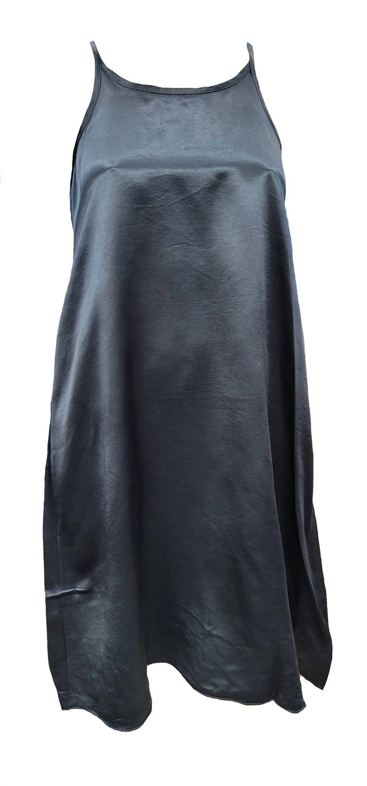 Pj Harlow - Ruby Satin Knee Length Gown With Spaghetti Straps & Gathered Back Ruby
