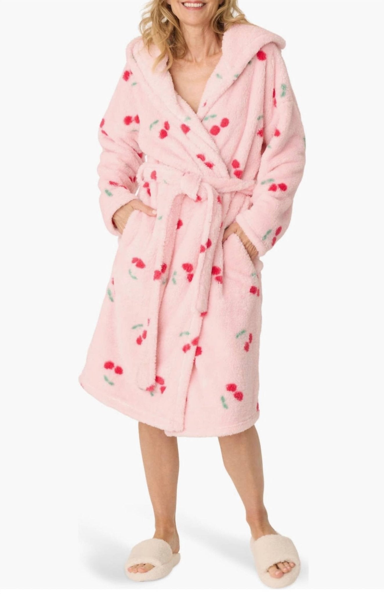 Pj Salvage - Cherry Print Hooded Robe - clothing - intimates - loungewear