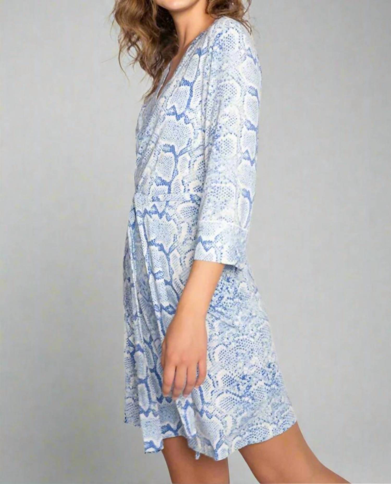Pj Salvage - Feelin Snakey Loungewear Robe - animal - blue - clothing
