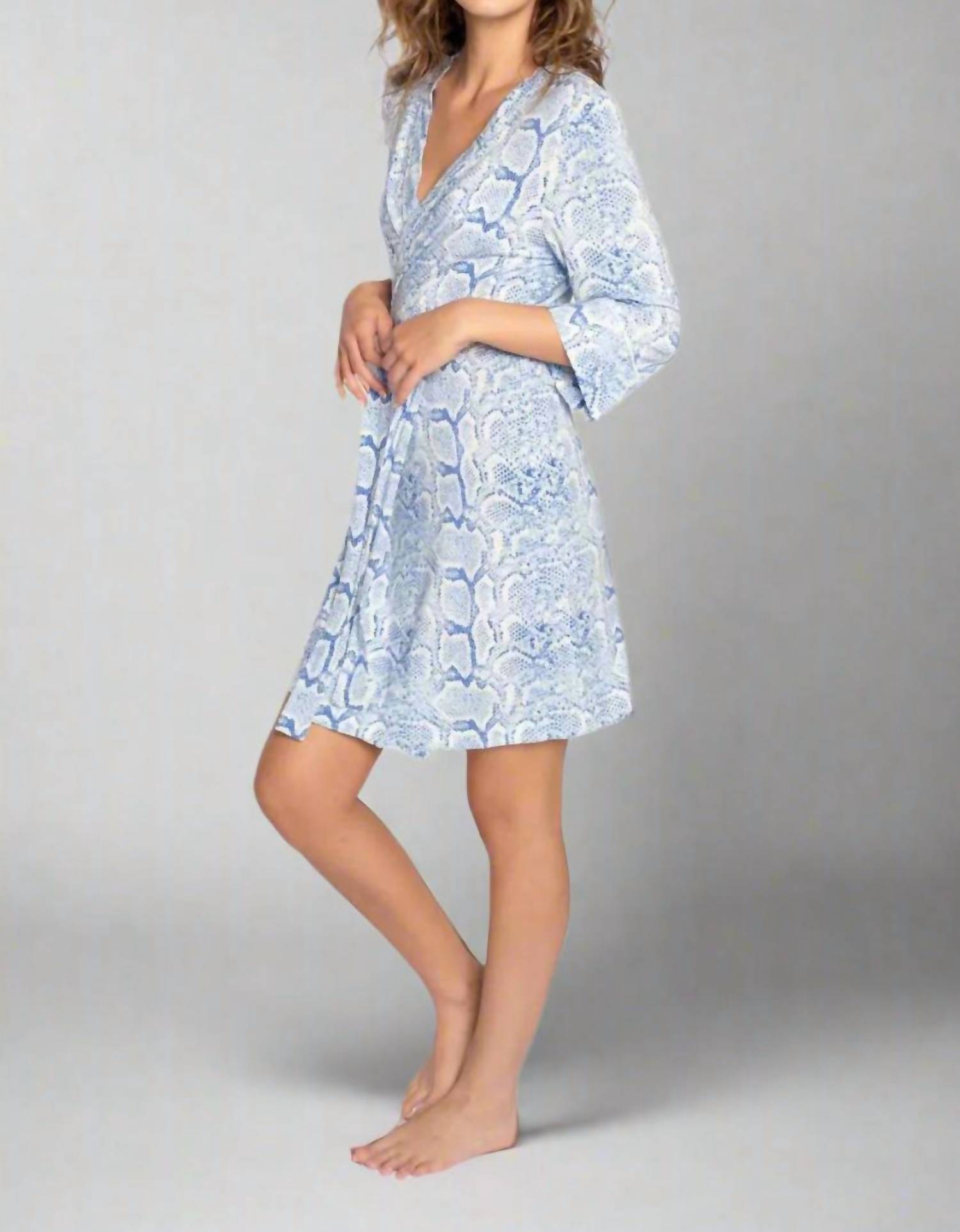Pj Salvage - Feelin Snakey Loungewear Robe - animal - blue - clothing