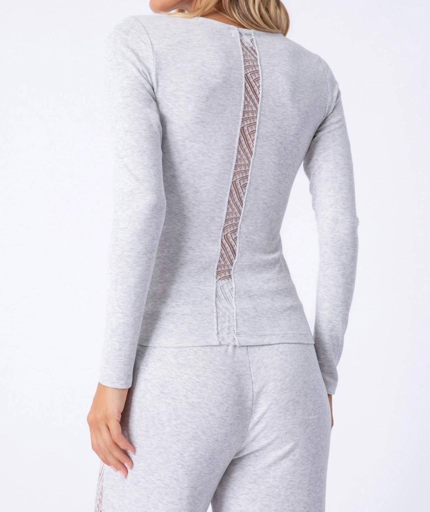 Pj Salvage - Lacey Basics Long Sleeve Top - clothing - grey - modal