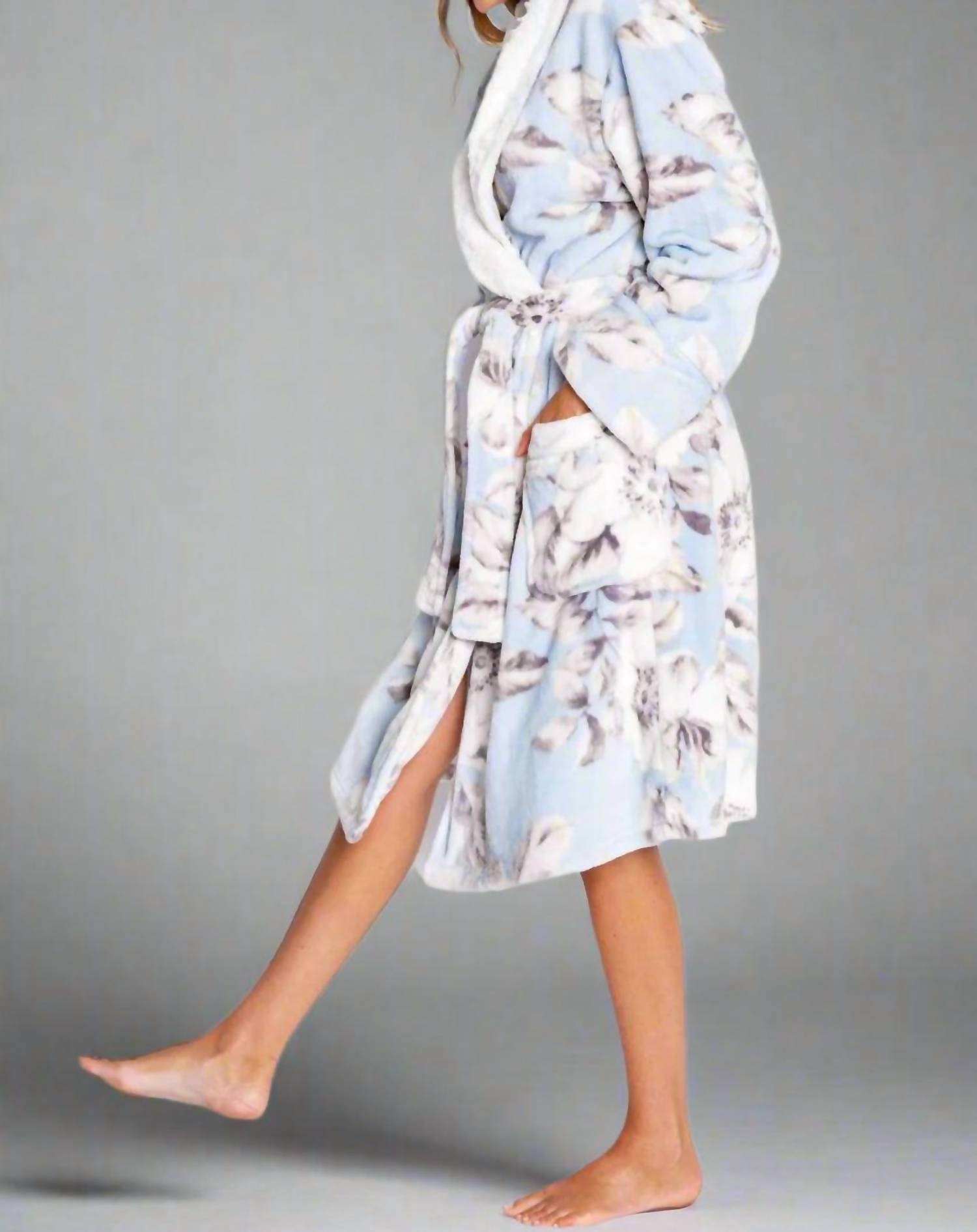 Pj Salvage - Luxe Plush Robe Relpr - blue - clothing - floral