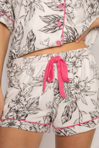 Pj Salvage - Pop Pink Floral Short Pajama Set - clothing - floral - grey