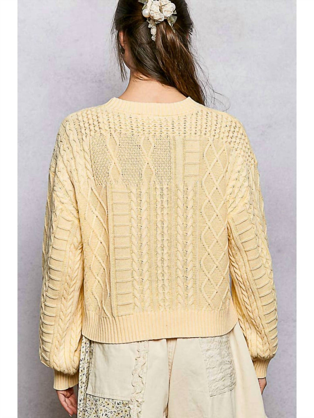 Pol - American Flag Star Stitch Acrylic Cable Sweater