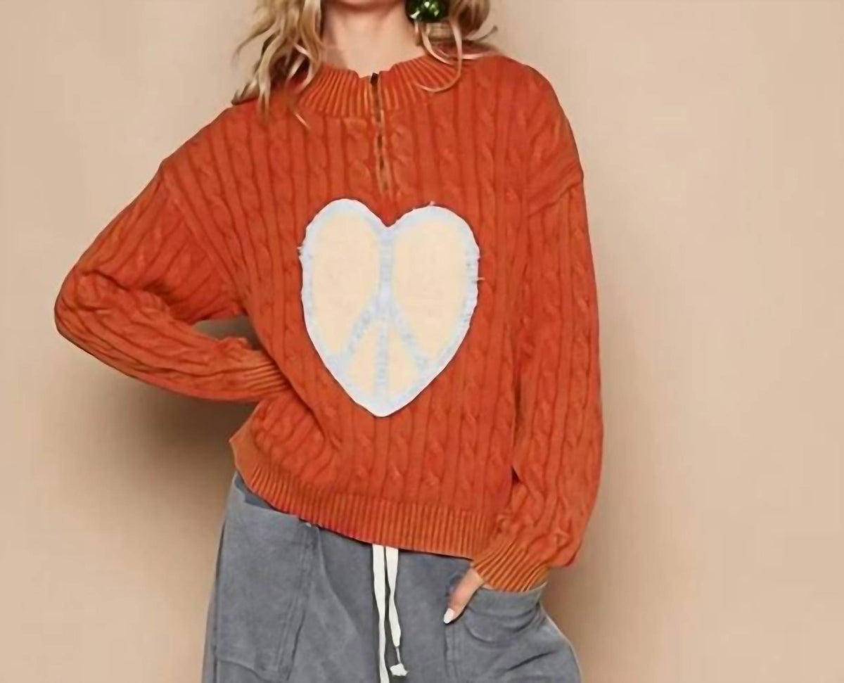 Pol - Apple Red Heart Sweater