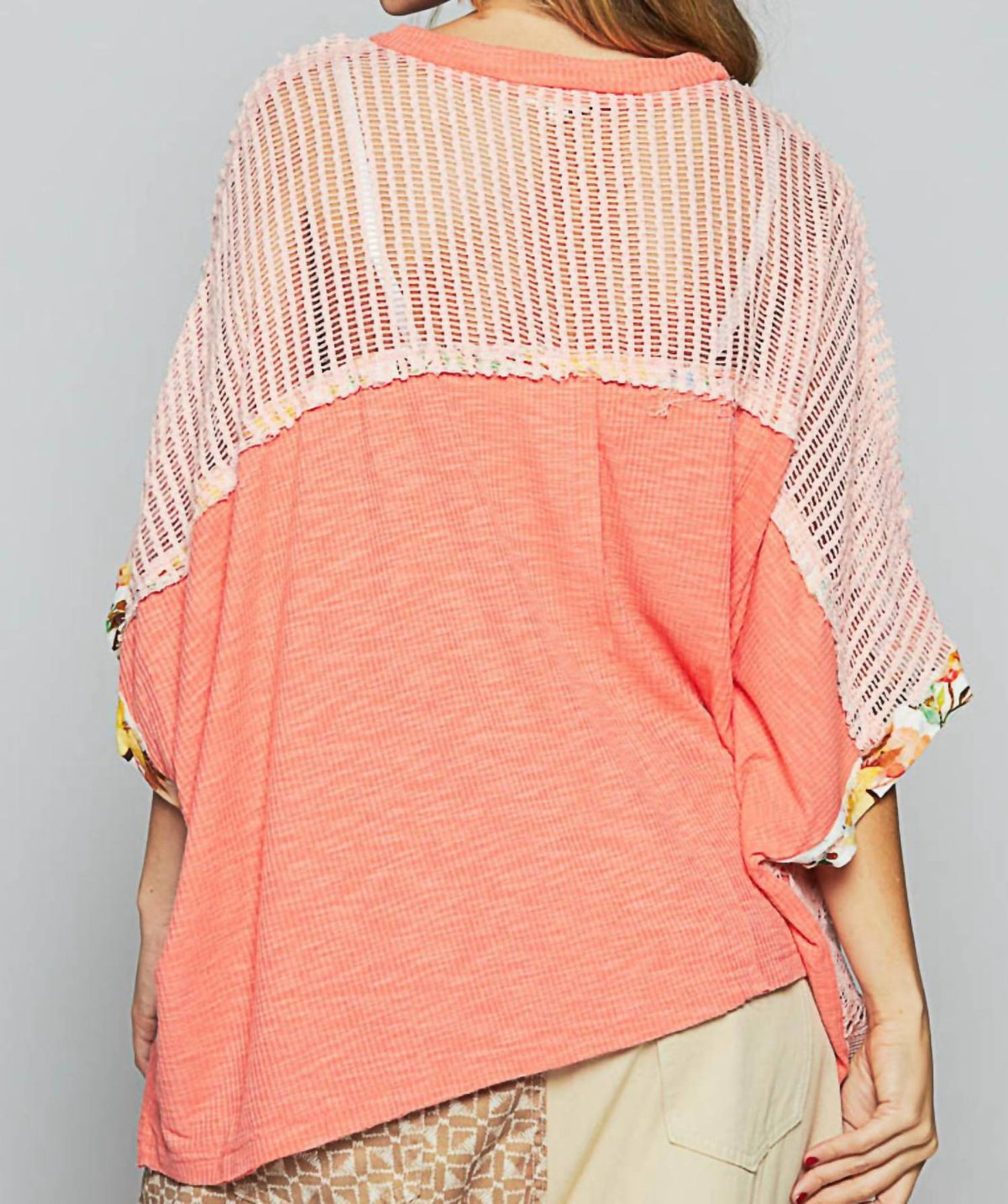 Pol - Birdie Patchwork Mesh Poncho