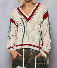 Pol - Bristol Oversized Distressed Cable Fisherman Sweater
