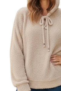 Pol - Cozy Textured Drawstring Hoodie