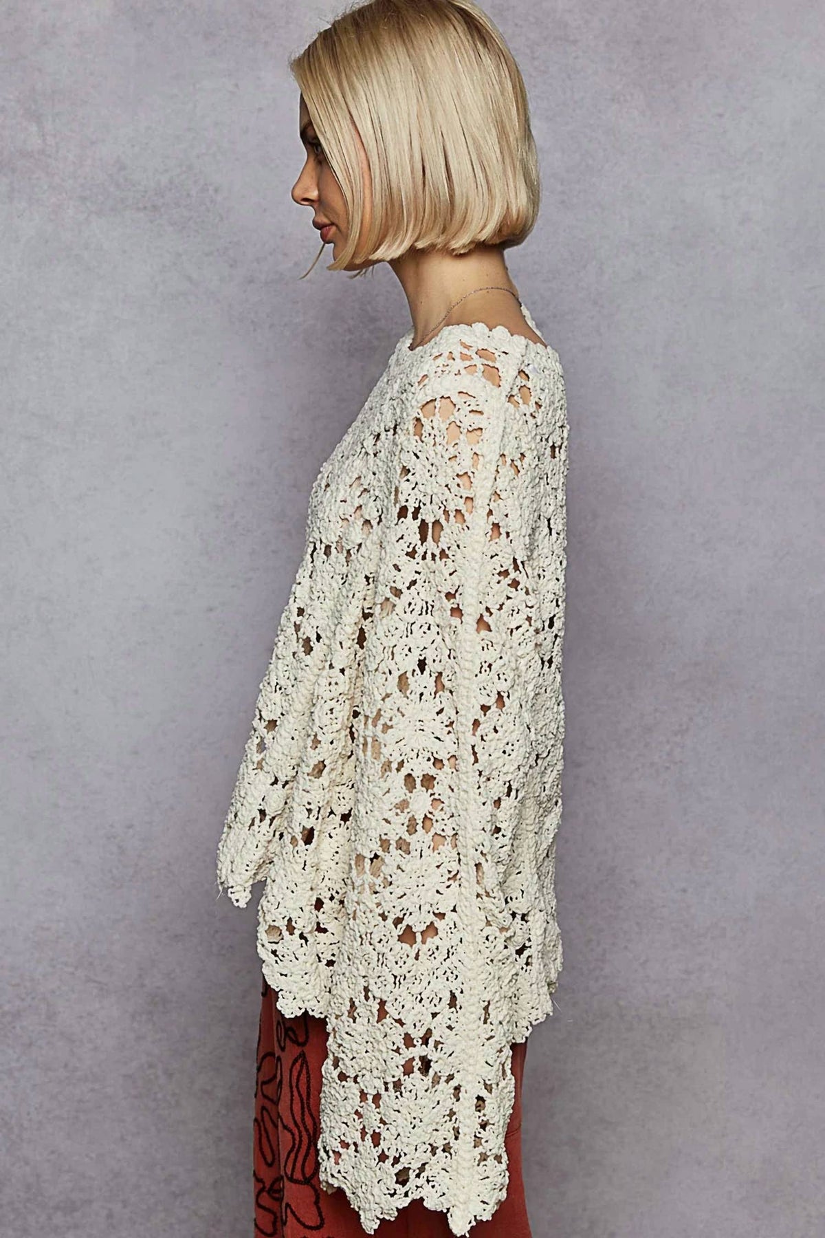 Pol - Crochet Knit Sweater Top