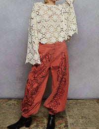 Pol - Crochet Knit Sweater Top
