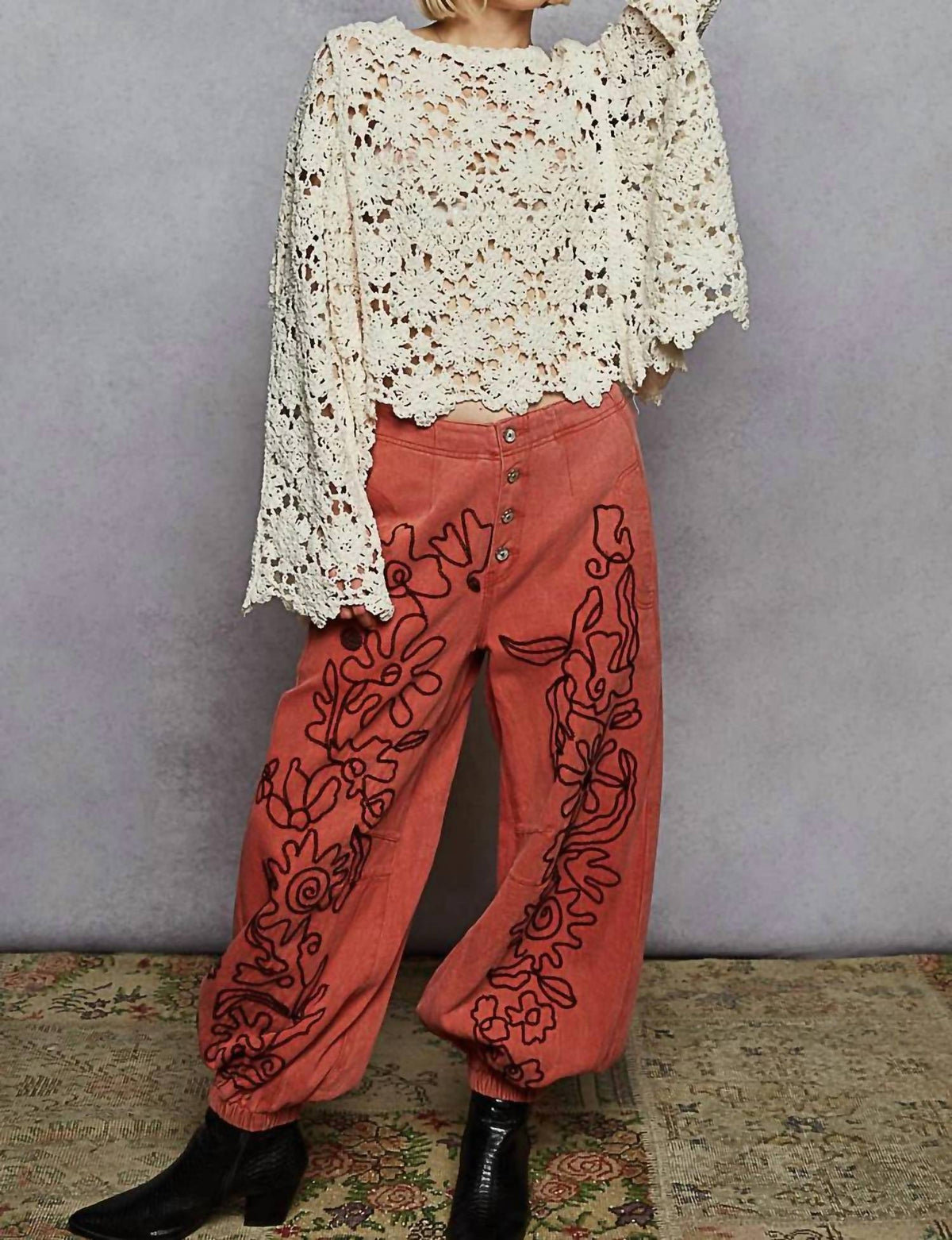 Pol - Crochet Knit Sweater Top