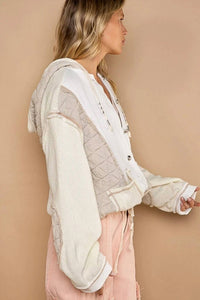 Pol - Cut Sew Multi Fabric Hooded Button Down Shacket