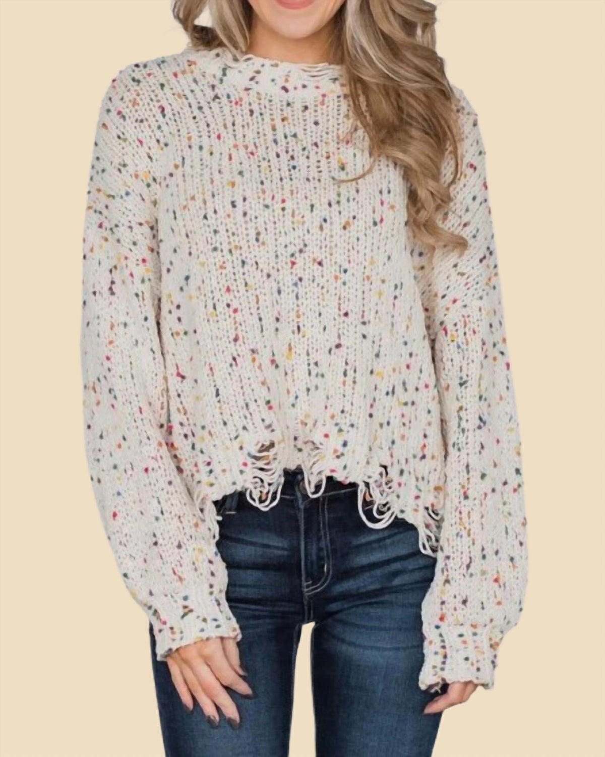 Pol - Distressed Confetti Sweater