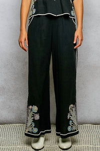 Pol - Embroidered Floral Pants