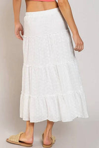 Pol - Eyelet Tiered Maxi Skirt