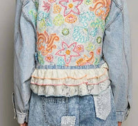 Pol - Floral Embroidered Cropped Jacket
