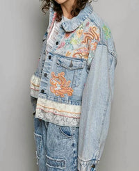 Pol - Floral Embroidered Cropped Jacket