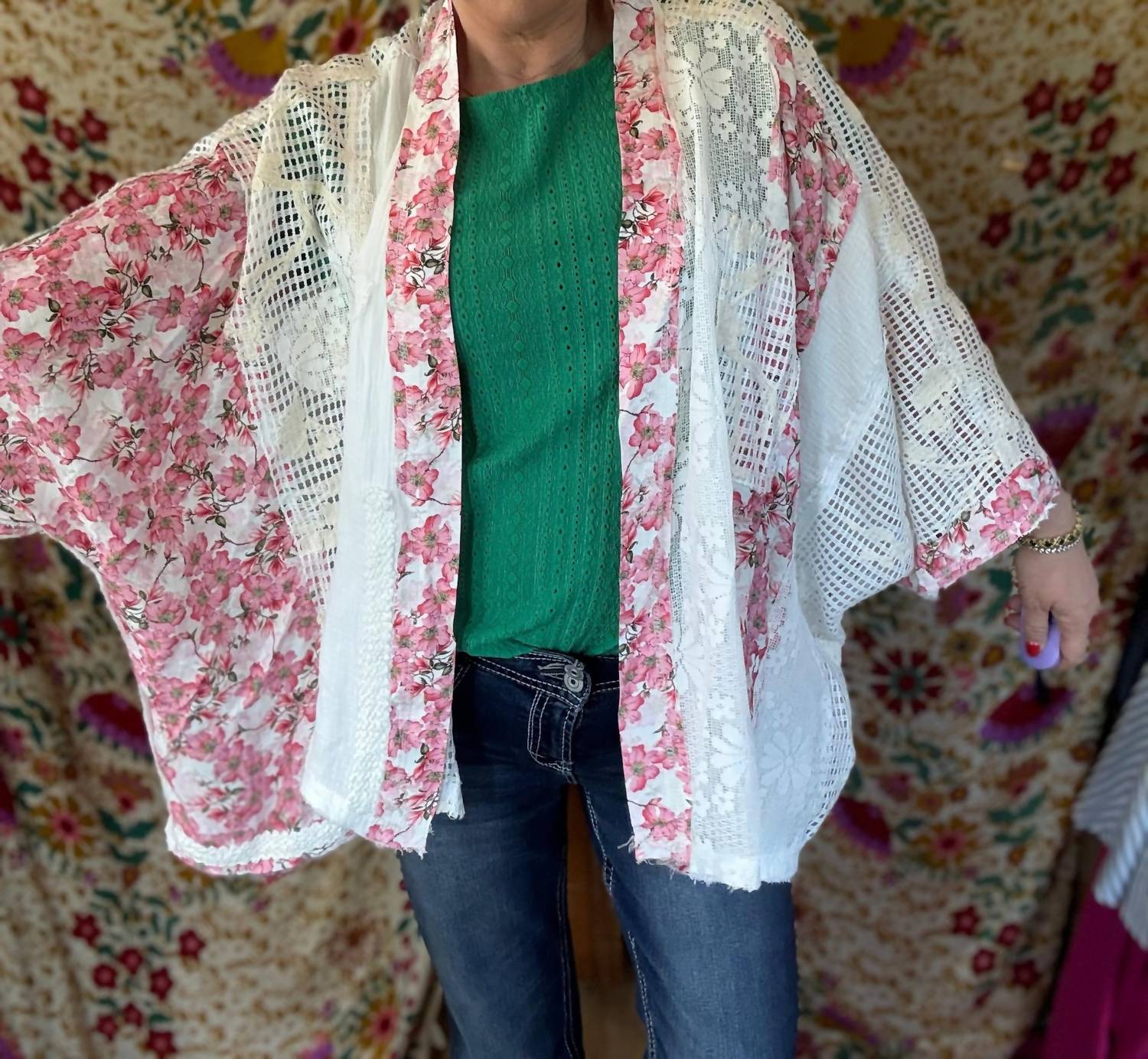 Pol - Floral Kimono - cardigans - clothing - cotton