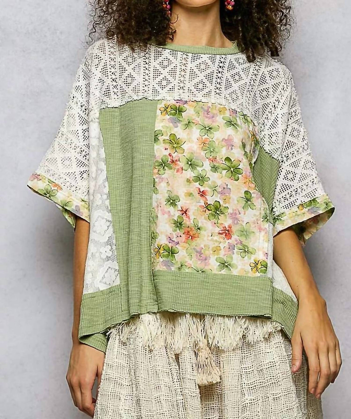 Pol - Floral Patchwork Lace Top