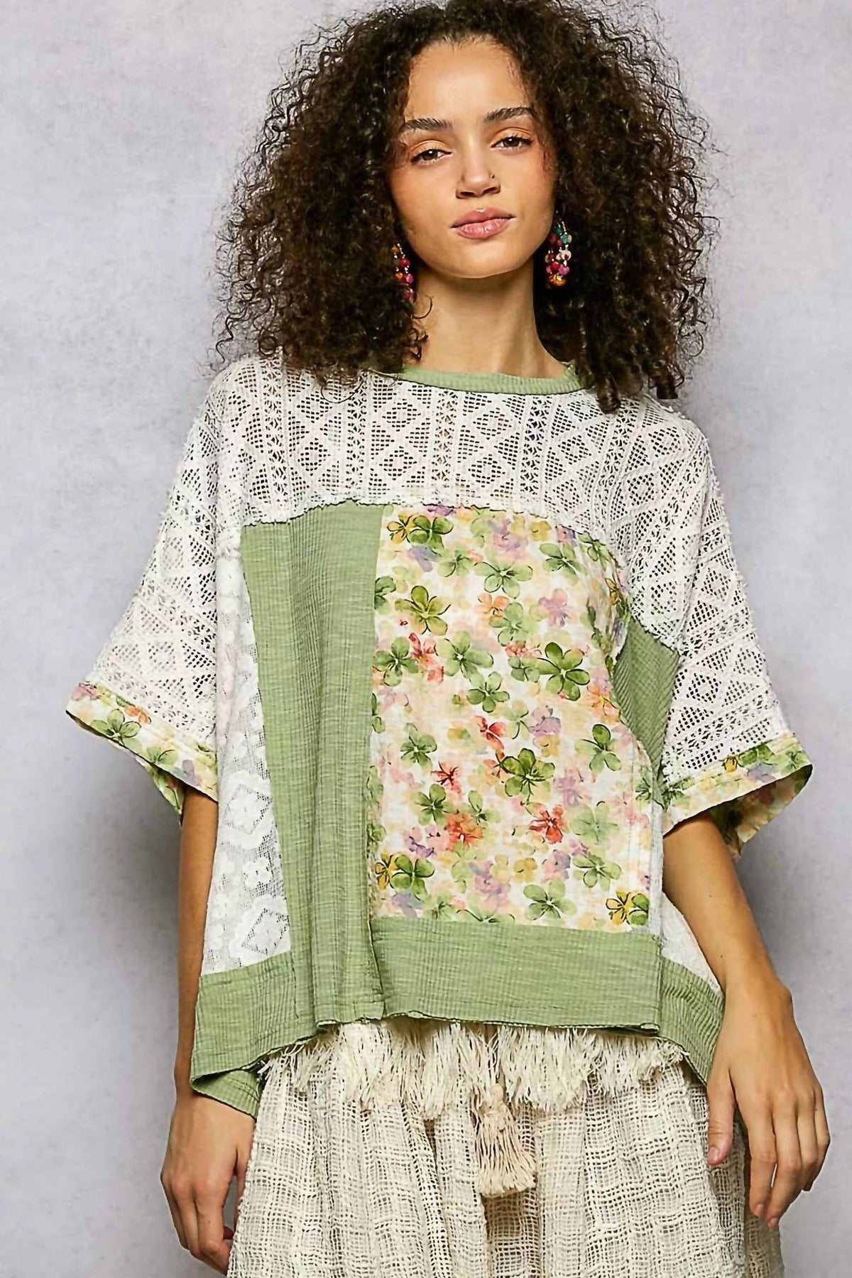 Pol - Floral Patchwork Lace Top