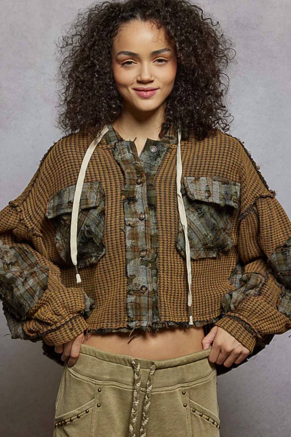 Pol - Hooded Plaid Jacket