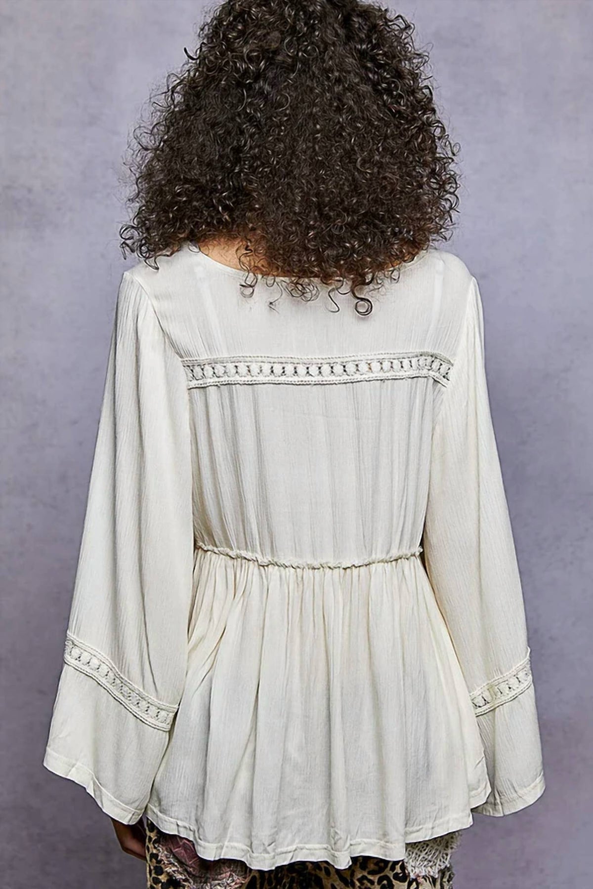 Pol - Lace-Trimmed Boho Blouse