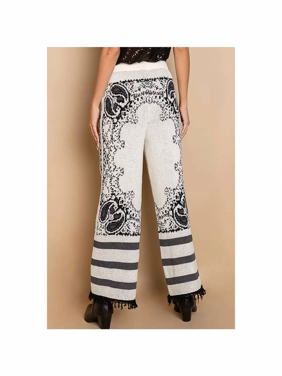 Pol - Paisley Pattern Chenille Sweater Pants