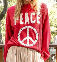 Pol - PEACE PEARL STUD SWEATER