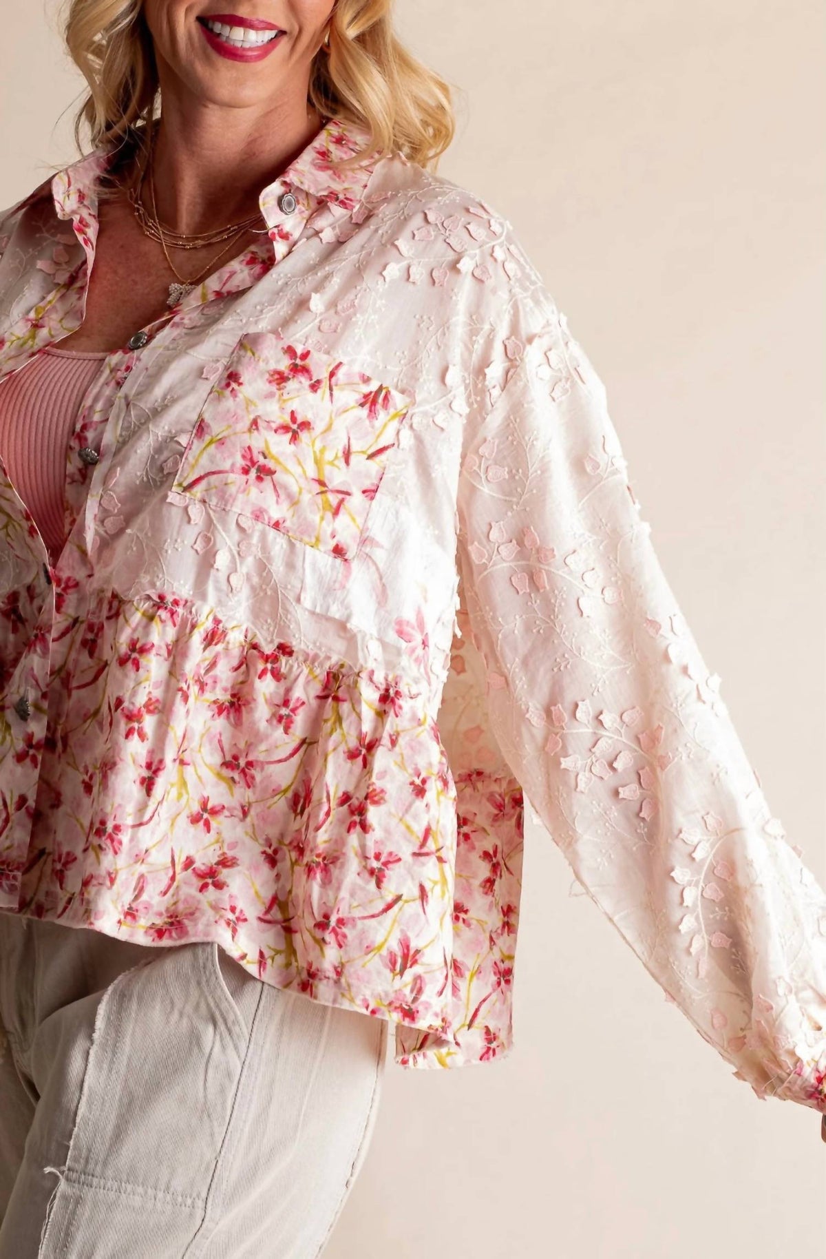 Pol - Quinn Lace Button Down Top