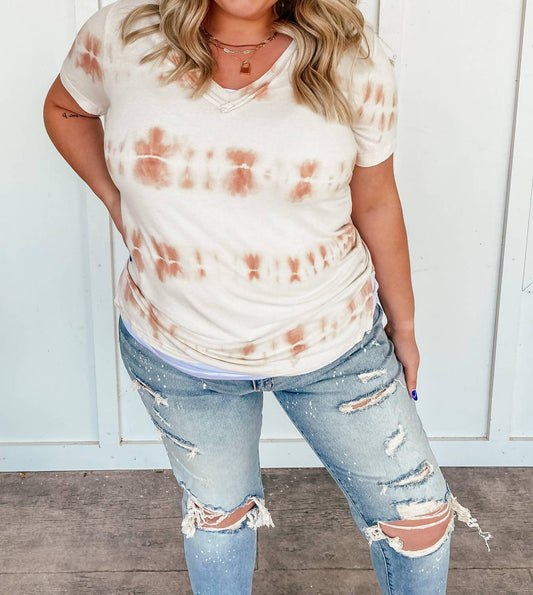 Pol - Sierra Striped Tie Dye Tee - Plus - clothing - patterned - polyester