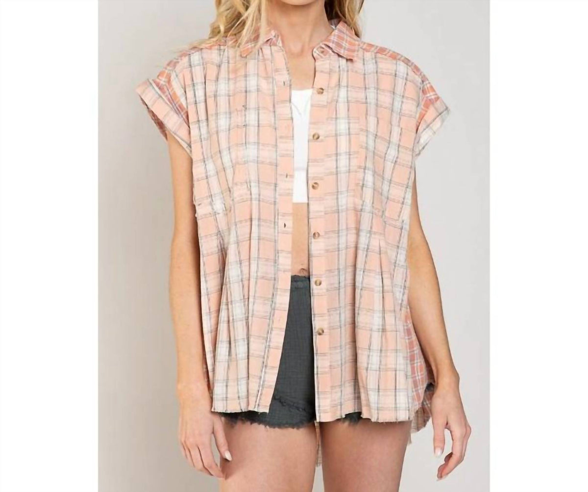 Pol - Springtime Plaid Button Thru Shirt - Plus