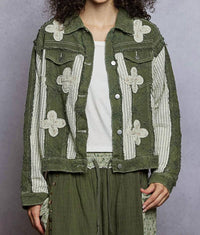 Pol - Textured Twill and Floral Patch Jacket