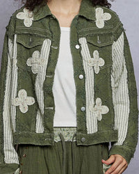 Pol - Textured Twill and Floral Patch Jacket
