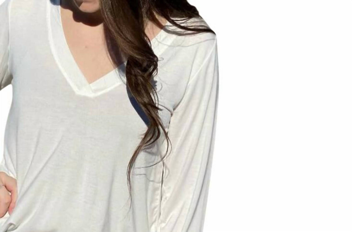 Pol - Vintage Washed Long Sleeve V-neck Tee