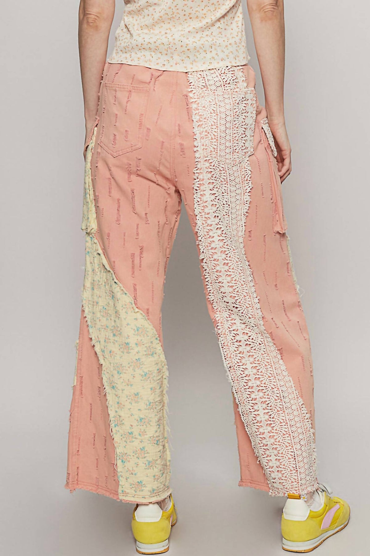 Pol - Wavy Patchwork Printed Denim Pants