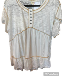 Pol - Women's Ruffle Sleeve Relaxed Top - clothing - nylon - patterned
