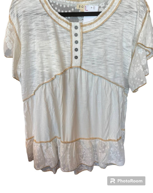 Pol - Women's Ruffle Sleeve Relaxed Top - clothing - nylon - patterned