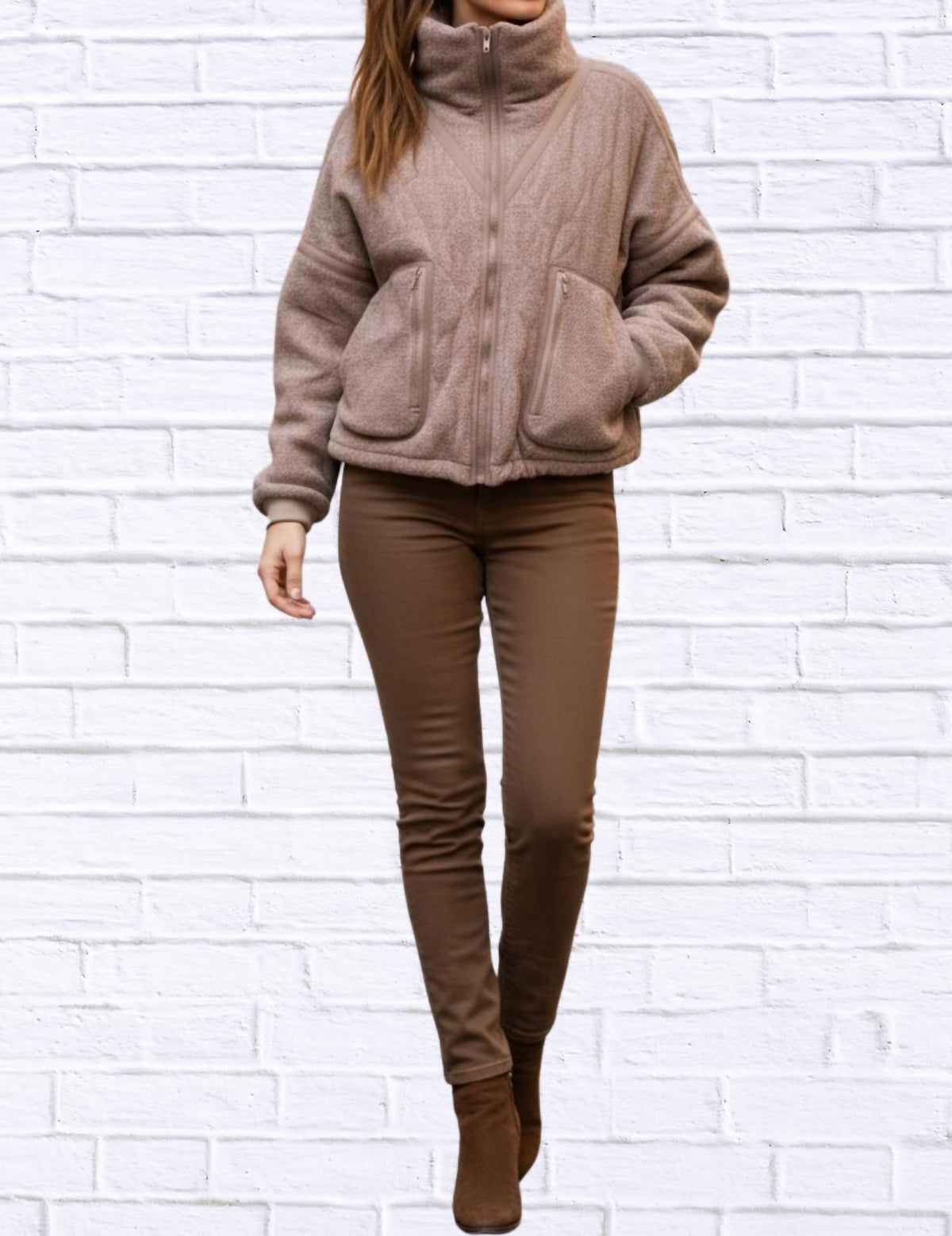 Pol - Zip-up High Collar Fleece Jacket