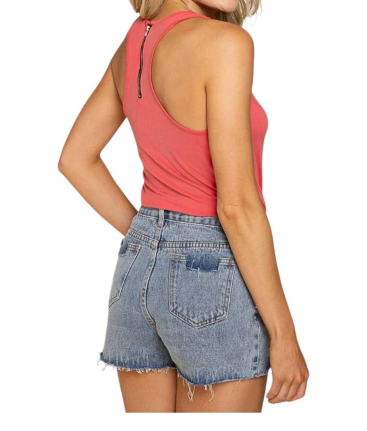 Pol - Zippered Racerback Tank Top