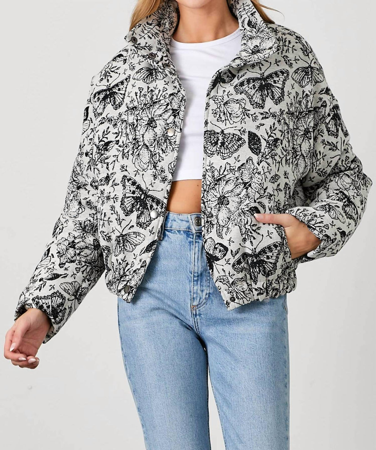 Polagram - Fluttering Hearts Butterfly Puffer Jacket