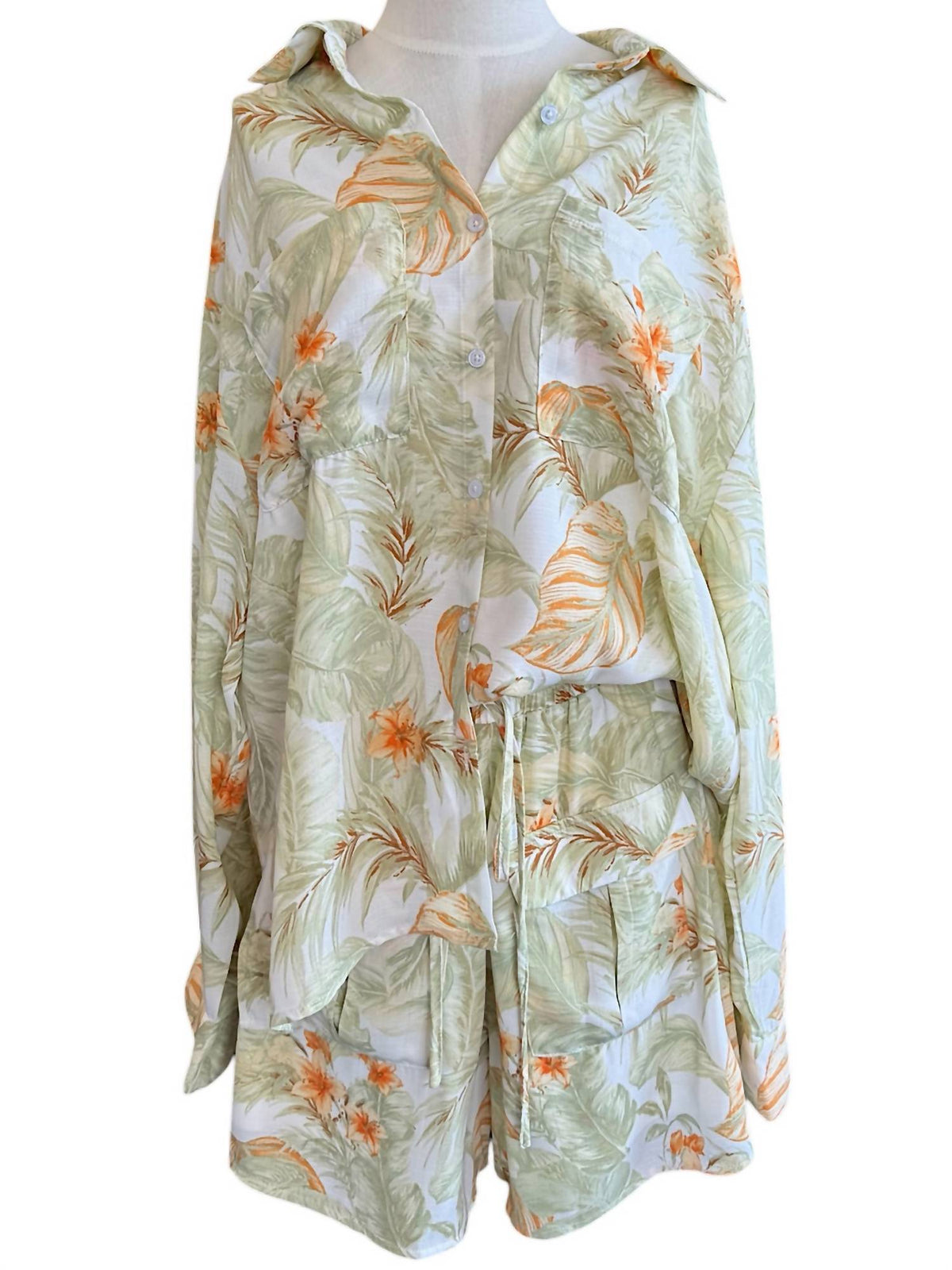 Polagram - Leaf Print Button Up