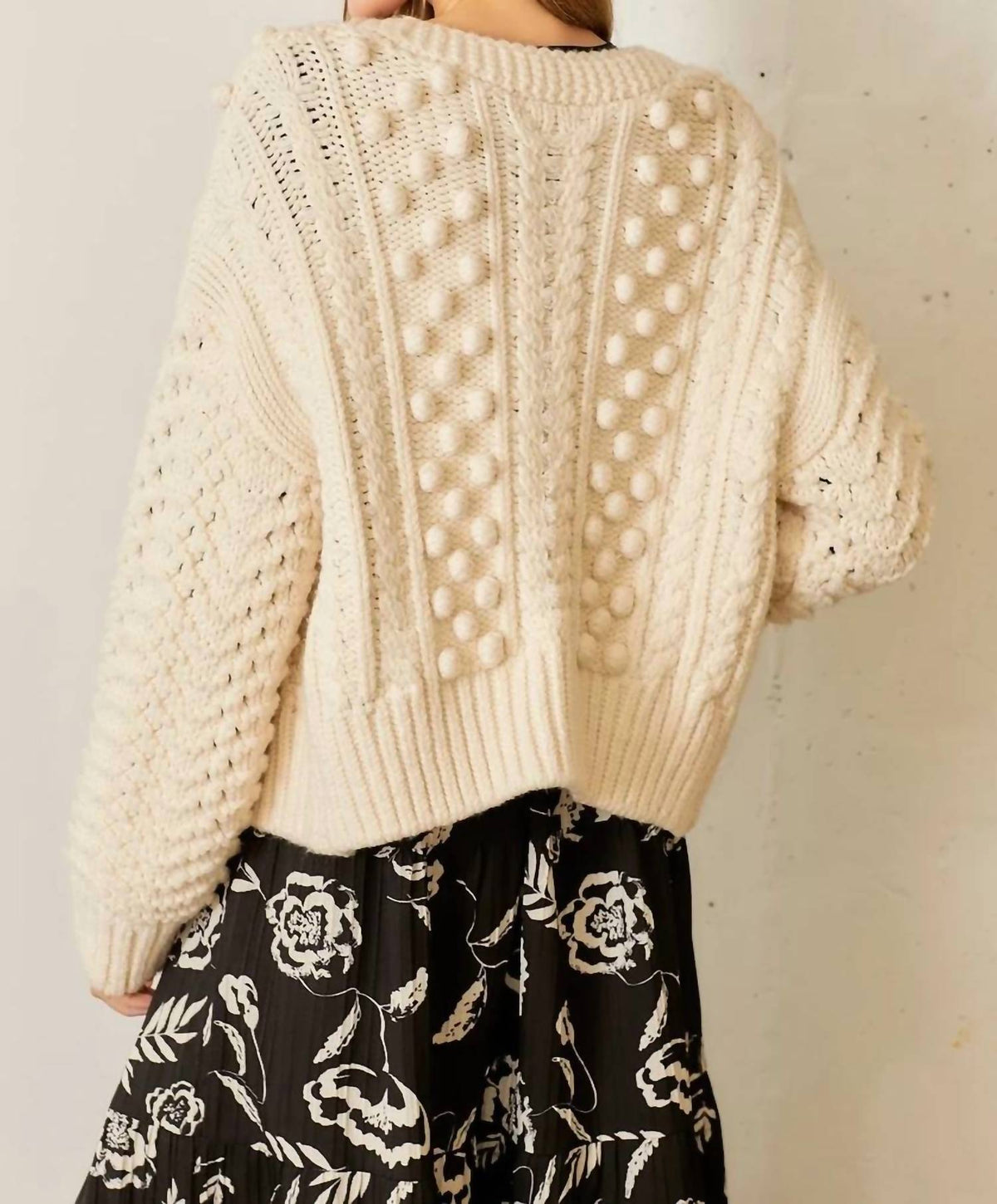 Polagram - Pom Pom Open Front Cardigan