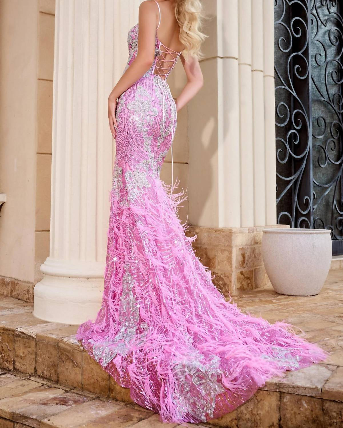 Portia&Scarlett - Feathered Mermaid Gown