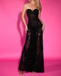 Portia&Scarlett - Crystals Embellished Strapless Mermaid Gown - black - clothing - dresses