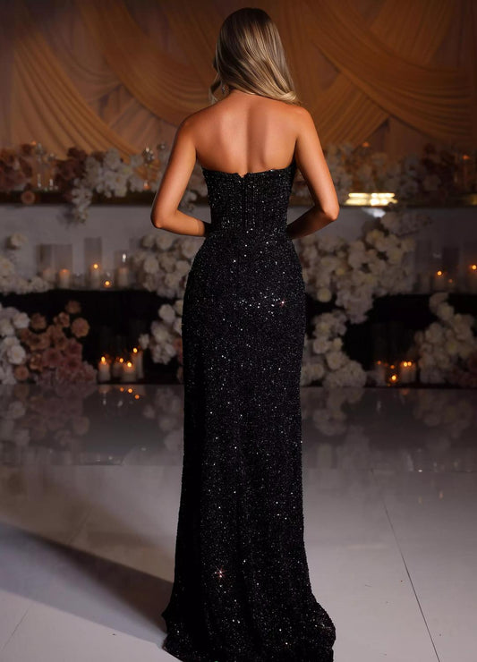 Portia&Scarlett - Embellished Strapless Couture Gown - black - clothing - dresses