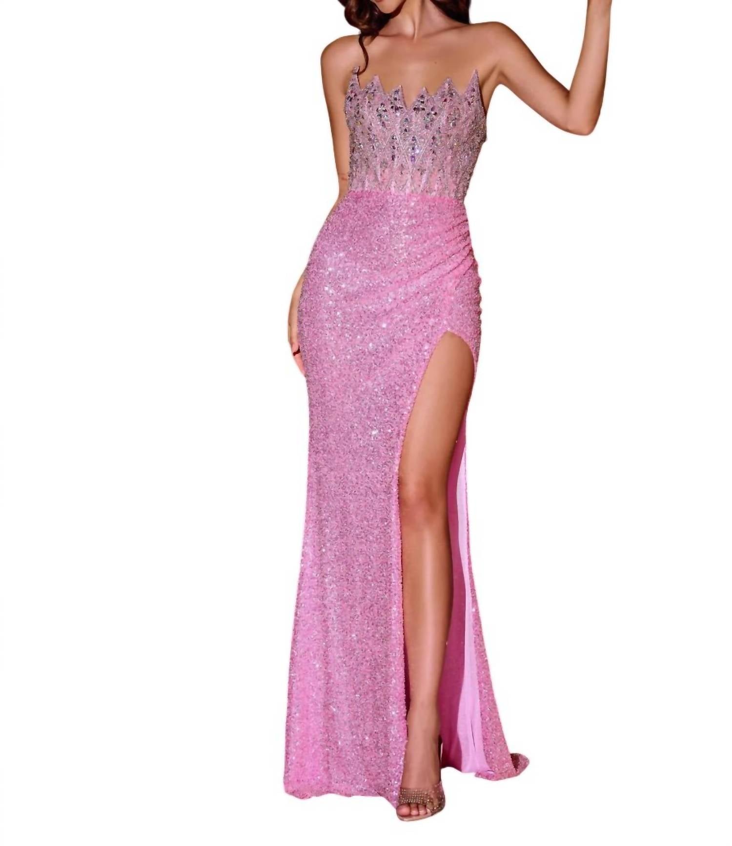 Portia&Scarlett - Fully Beaded Strapless Gown - clothing - dresses - patterned